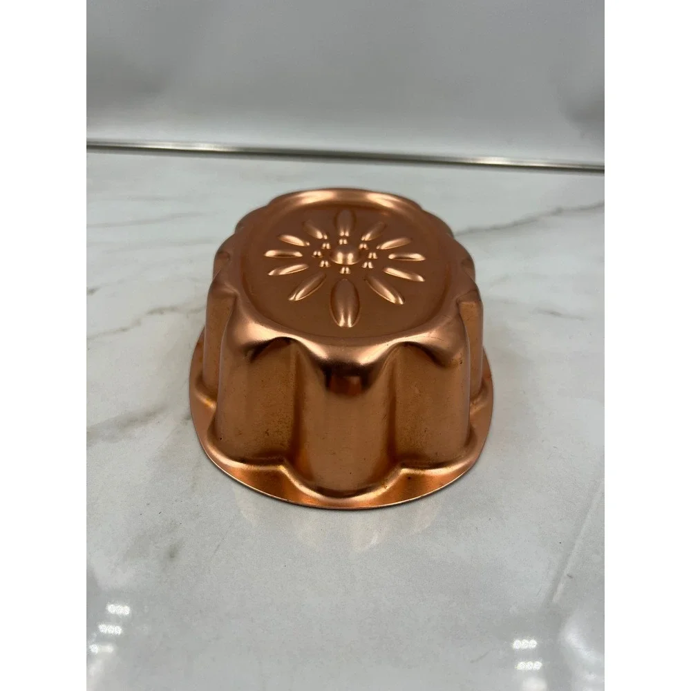 Vintage Spring Copper Jello Mold 3 Cup Oval Sunburst Floral Wall Decor Pan